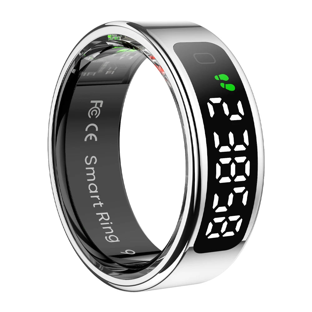 Smart Ring with Display Screen and Touch, Wireless Charging