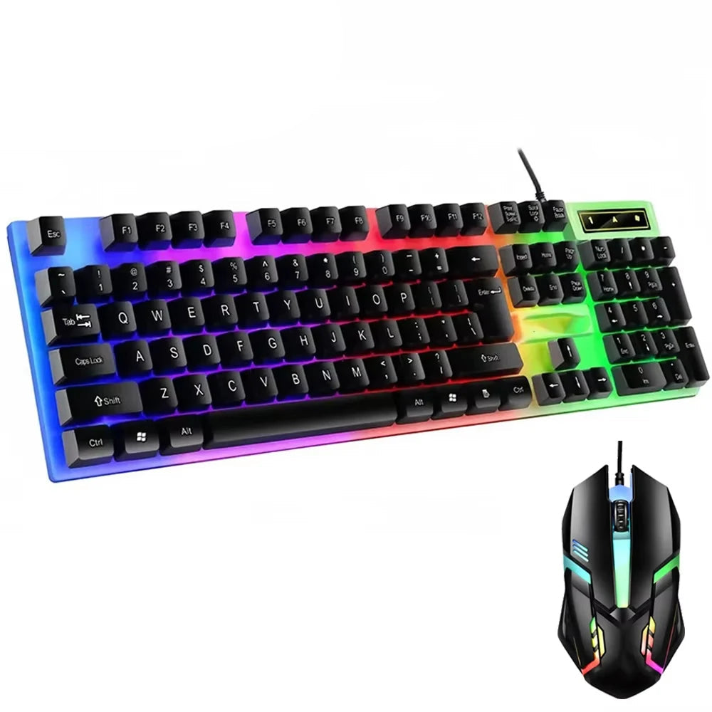 Wired Keyboard And Mouse Set USB Luminous Mechanical Keyboard Mice Set